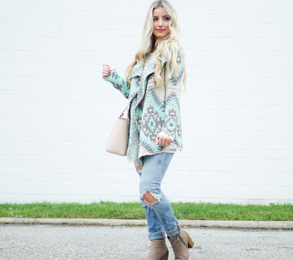 Holding On Aztec Print Cardigan