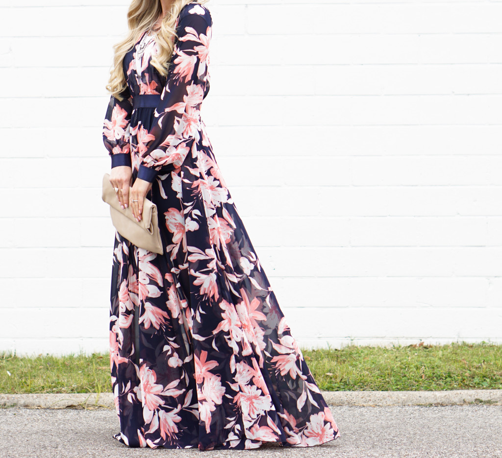 Flowy Maxi Dress In Navy Dots main image 1