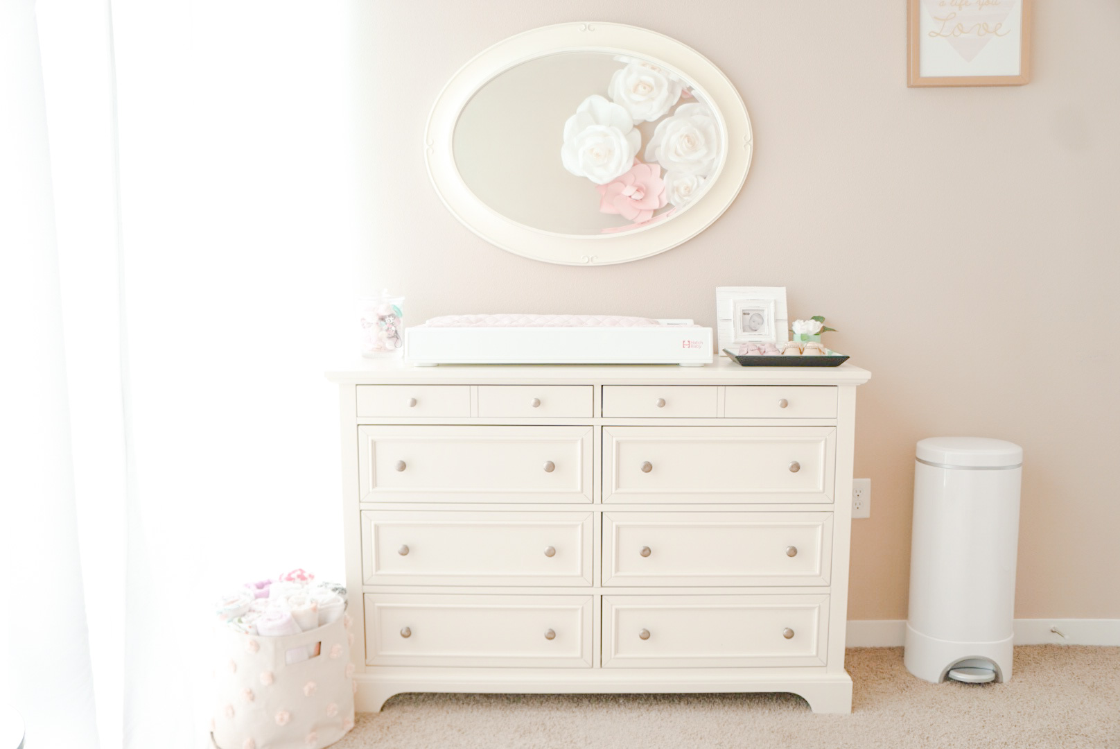 Lifestyle Blogger Katelyn Jones of A Touch of Pink shares her Baby Girl's Nursery Changing Table from Wayfair