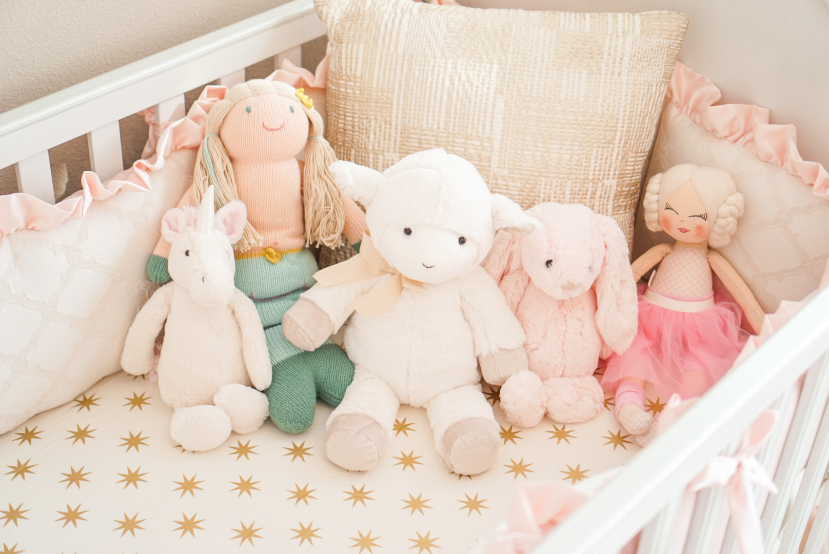 Blogger Katelyn Jones A Touch of Pink Nursery Decor Jelly Cat Pottery Barn Dolls
