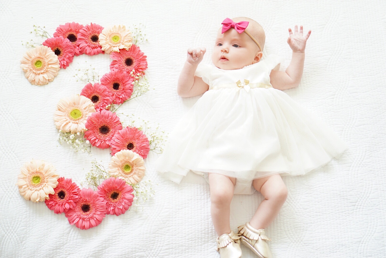 Katelyn Jones A Touch of Pink Three Month Update Kennedy Harper Jones Baby Girl Flower