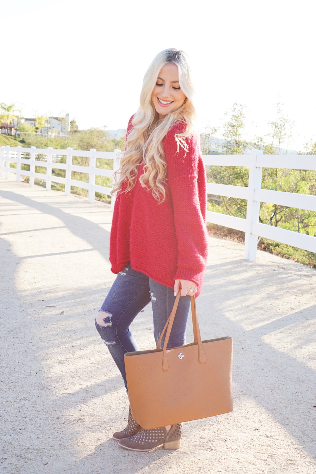 Katelyn Jones A Touch of Pink Slouchy Sweater Jeffery Campbell Cut Out Booties