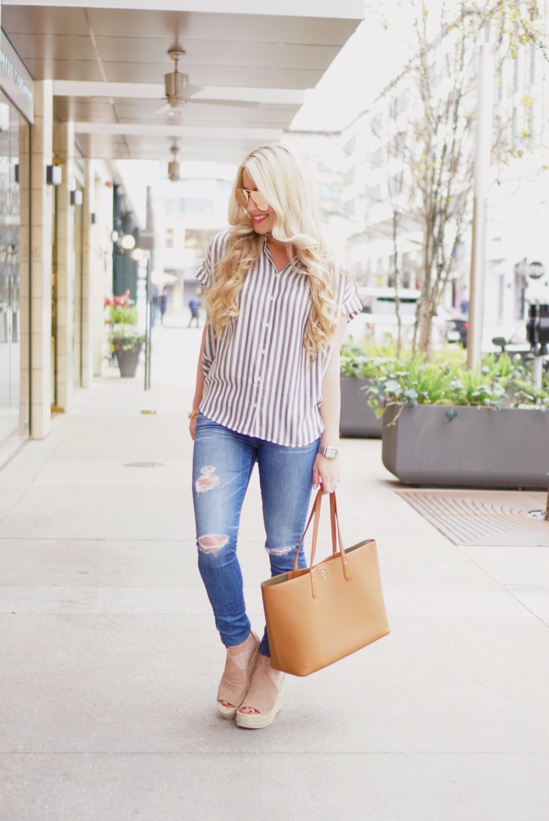 STRIPED FLOWY SHIRT... - A Touch of Pink