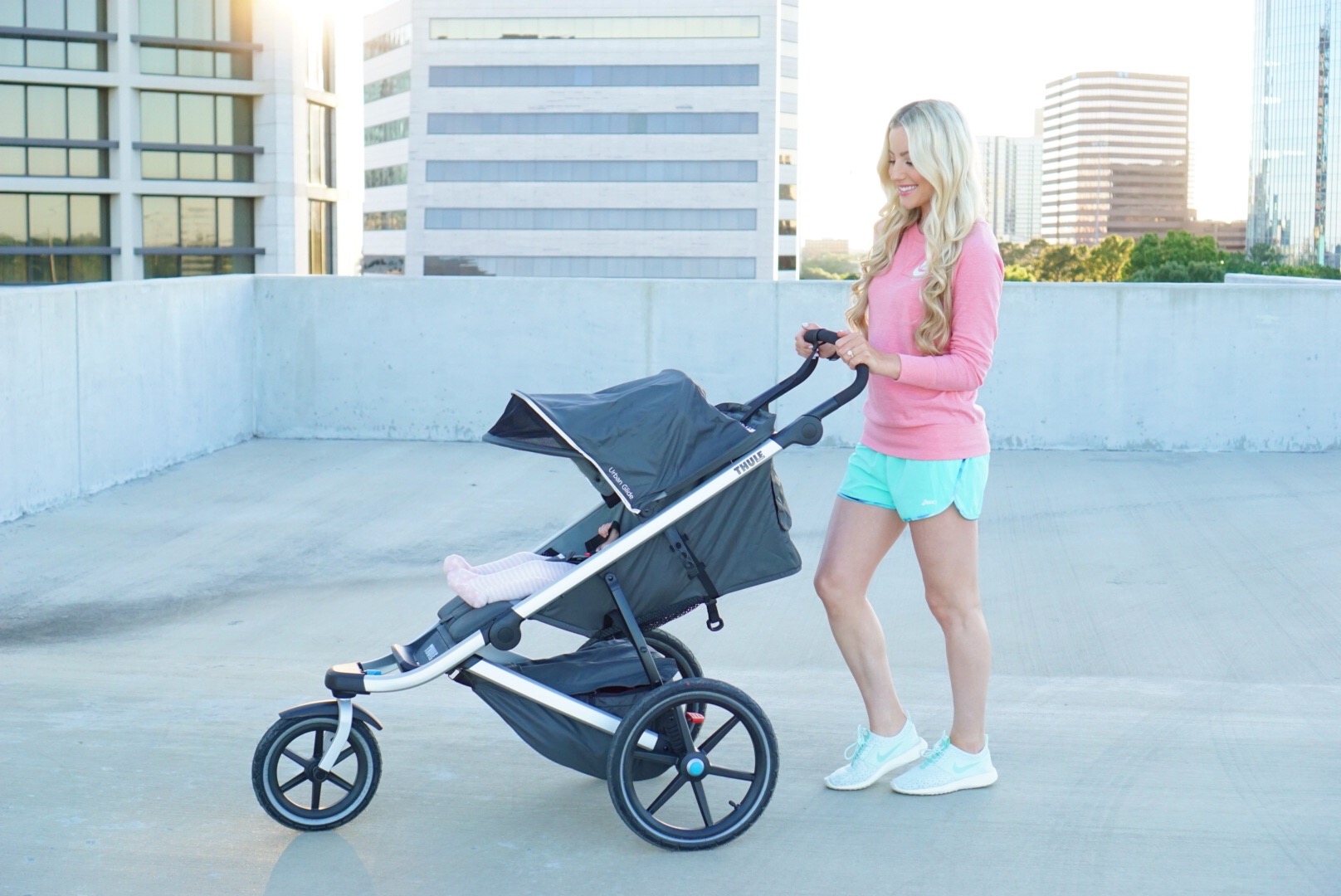 Katelyn Jones A Touch of Pink Fitness Routine Thule Jogging Pram