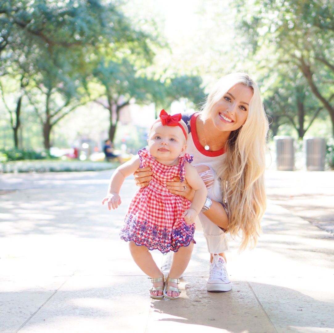 Katelyn Jones A Touch of Pink Blog Fourth of July Outfit Baby Girl Dress