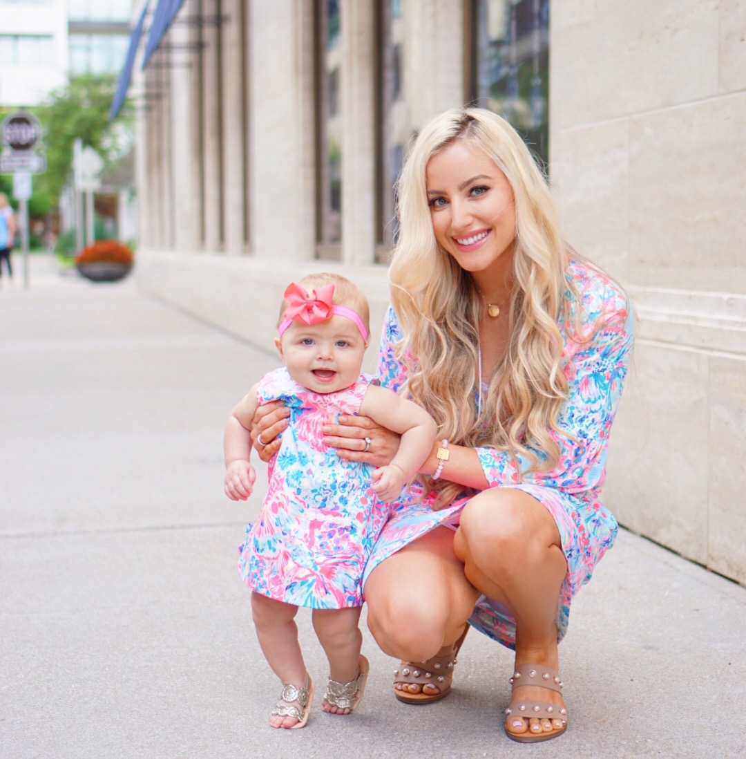 Katelyn Jones A Touch of Pink Blog Baby Girl 9 Month Old Baby Girl Matching Mommy Dress Motherhood