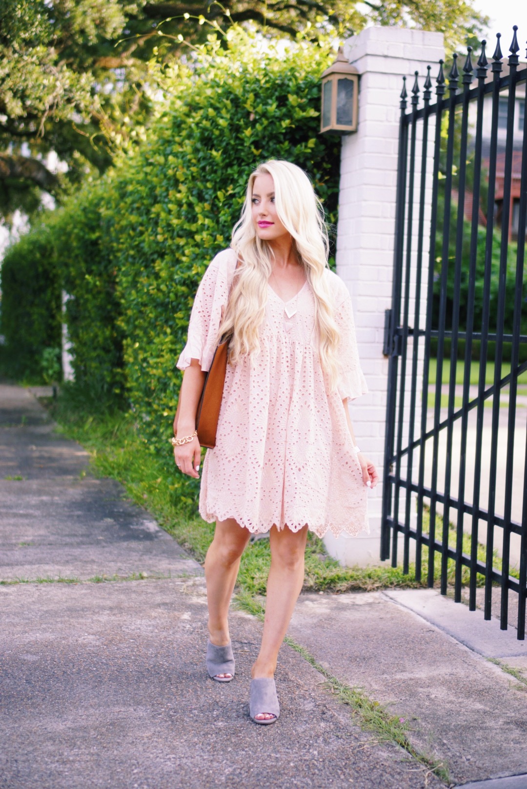 Katelyn Jones A Touch of Pink Blog Anthropologie Brooke Eyelet Swing Dress Akemi + Kin