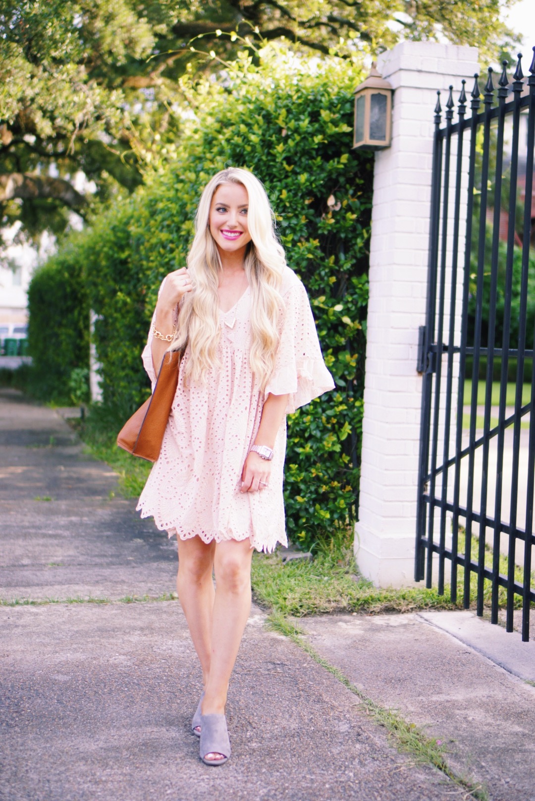 Katelyn Jones A Touch of Pink Blog Anthropologie Brooke Eyelet Swing Dress Akemi + Kin