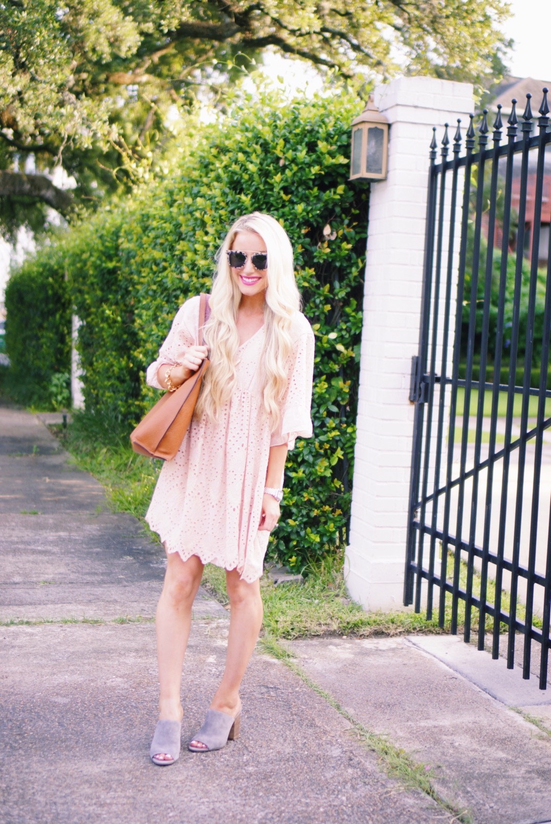 Katelyn Jones A Touch of Pink Blog Anthropologie Brooke Eyelet Swing Dress Akemi + Kin