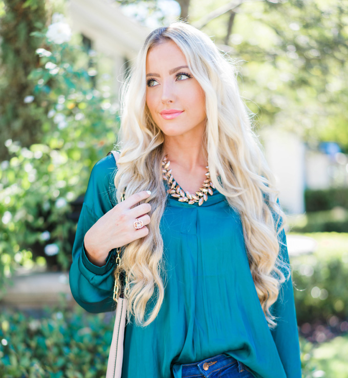 Katelyn Jones A Touch of Pink Blog Satin Blouse Nordstrom Sale