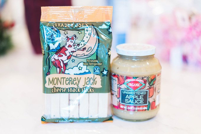 Katelyn Jones A Touch of Pink Blog Trader Joe's Grocery Haul Favorites apple sauce cheese sticks