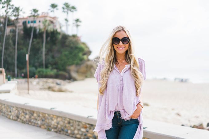 Lifestyle blogger Katelyn Jones of A Touch Of Pink wears a Free People Aster Henley