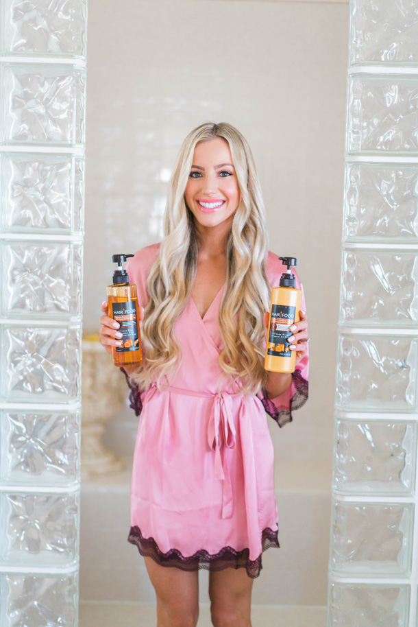 Lifestyle and Beauty Blogger Katelyn Jones of A Touch of Pink Blog shares her experience using Hair Food Moisture Line