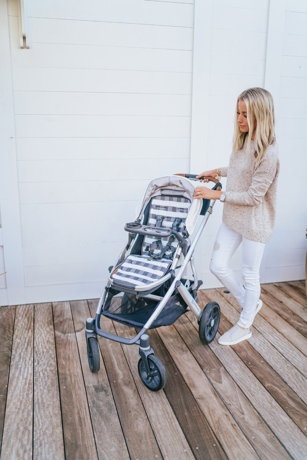 Lifestyle Blogger Katelyn Jones of A Touch of Pink Blog shares the UPPAbaby VISTA & CRUZ seat cover buffalo check
