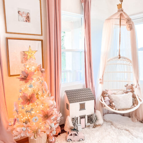 little girl Christmas bedroom Katelyn Jones A Touch of Pink Blog Pink Christmas Tree
