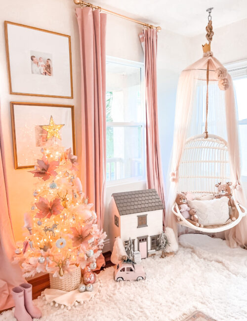 little girl Christmas bedroom Katelyn Jones A Touch of Pink Blog Pink Christmas Tree